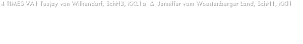 4 TIMES VA1 Teejay von Wilhendorf, SchH3, KKL1a  &  Jenniffer vom Wuestenberger Land, SchH1, KKl1
This litter is a Nero-Pakros combination replicating the bloodline of World Young Dog Sieger Schicco v Freiheit Westerholt exactly!   Teejay needs no further introduction.  Jennifer is a litter sister to VA2 Jazmin.    We present this Wilhendorf litter in collaberation with our respected colleaugues, Mike and Jeannette Kempkes of Wuestenberger Land in California.   